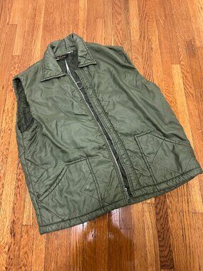 Vintage 70s/80s Quilted Army Green MADE IN USA Nylon Vest - Men's Medium